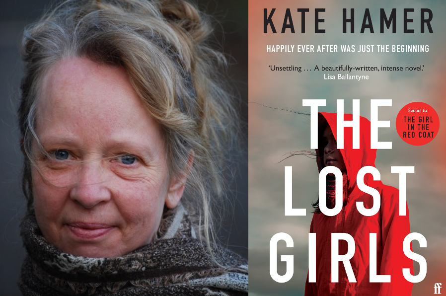 Photo of author Kate Hamer alongside image of The Lost Girls book cover