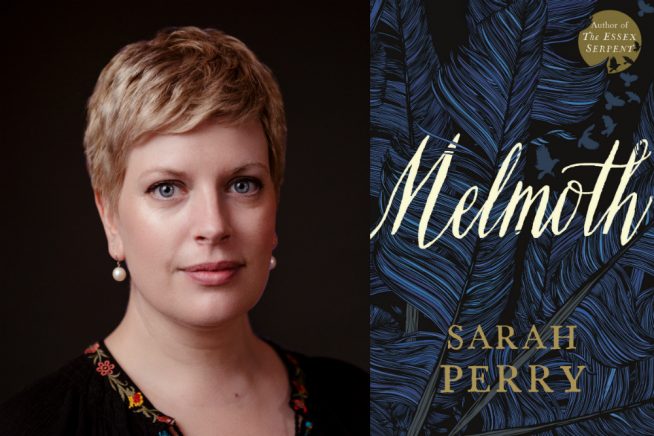 Image of Sara Perry and the cover of her new book, Melmoth