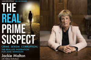 Image of book cover for The Real Prime Suspect alongside photo of author Jackie Malton