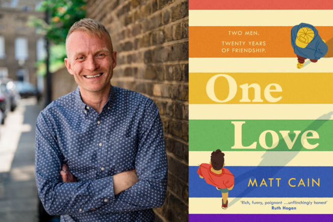 Photo of Matt Cain credit Claire Gardner. Image of One Love book cover.