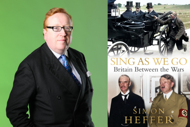 Photo of Simon Heffer. Sing As We Go book cover